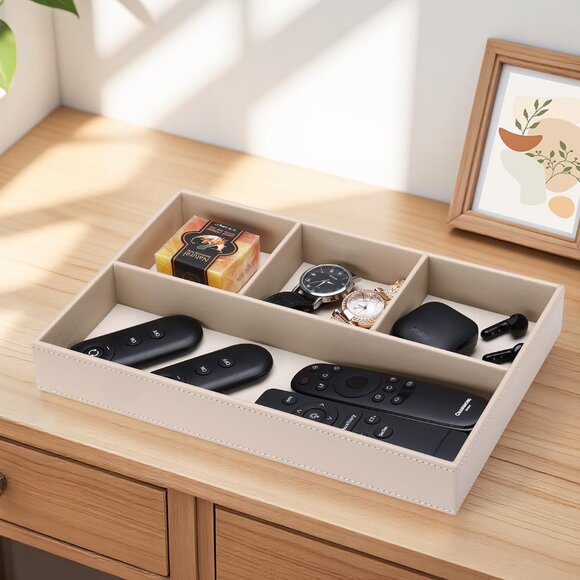 PU Leather Valet Tray, Stackable Jewelry Trays for Dresser, Drawer Nightstand Or - Picture 4 of 8